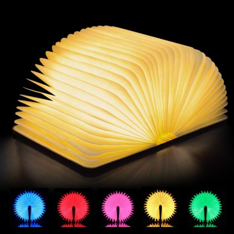 Rechargeable Folding Wooden Book Lamp