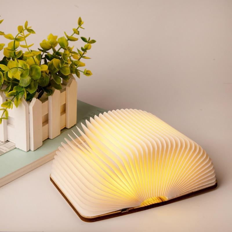 Rechargeable Folding Wooden Book Lamp