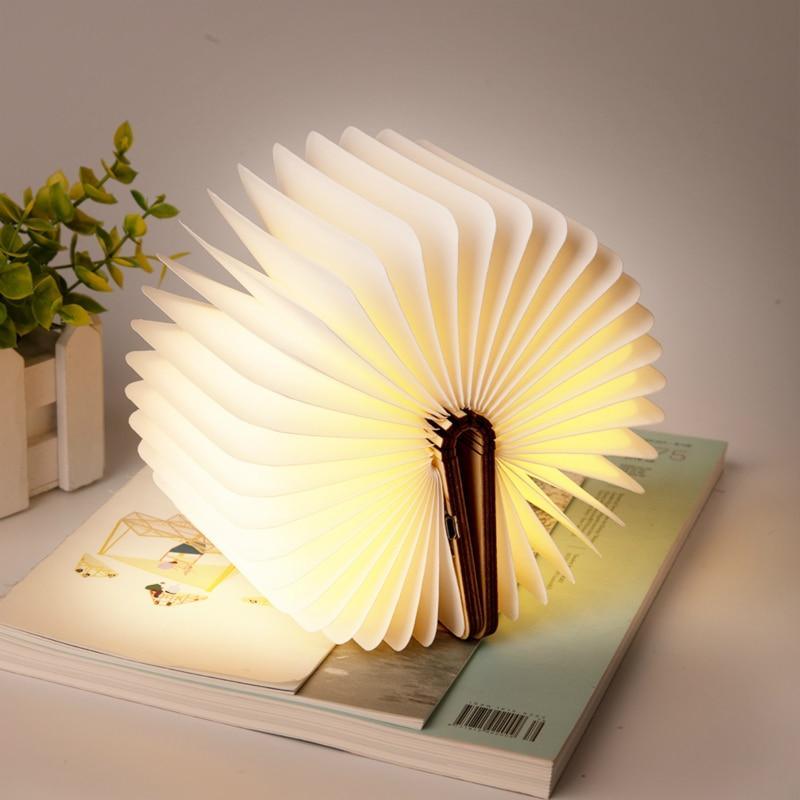 Rechargeable Folding Wooden Book Lamp