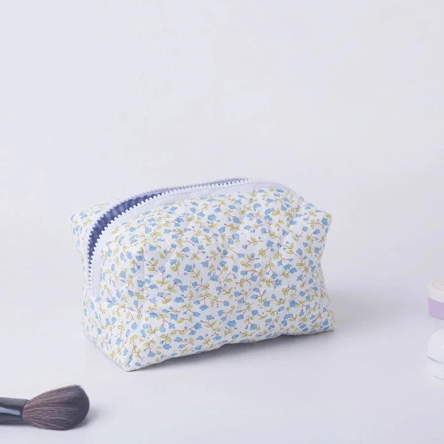Floral Puffy Quilted Makeup Bag