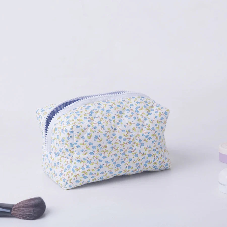 Floral Puffy Quilted Makeup Bag