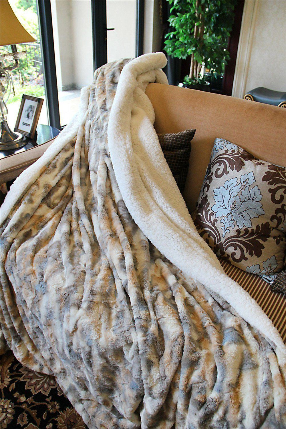 Tache Russian Lynx Faux Fur Throw Blanket