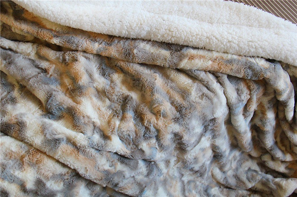 Tache Russian Lynx Faux Fur Throw Blanket