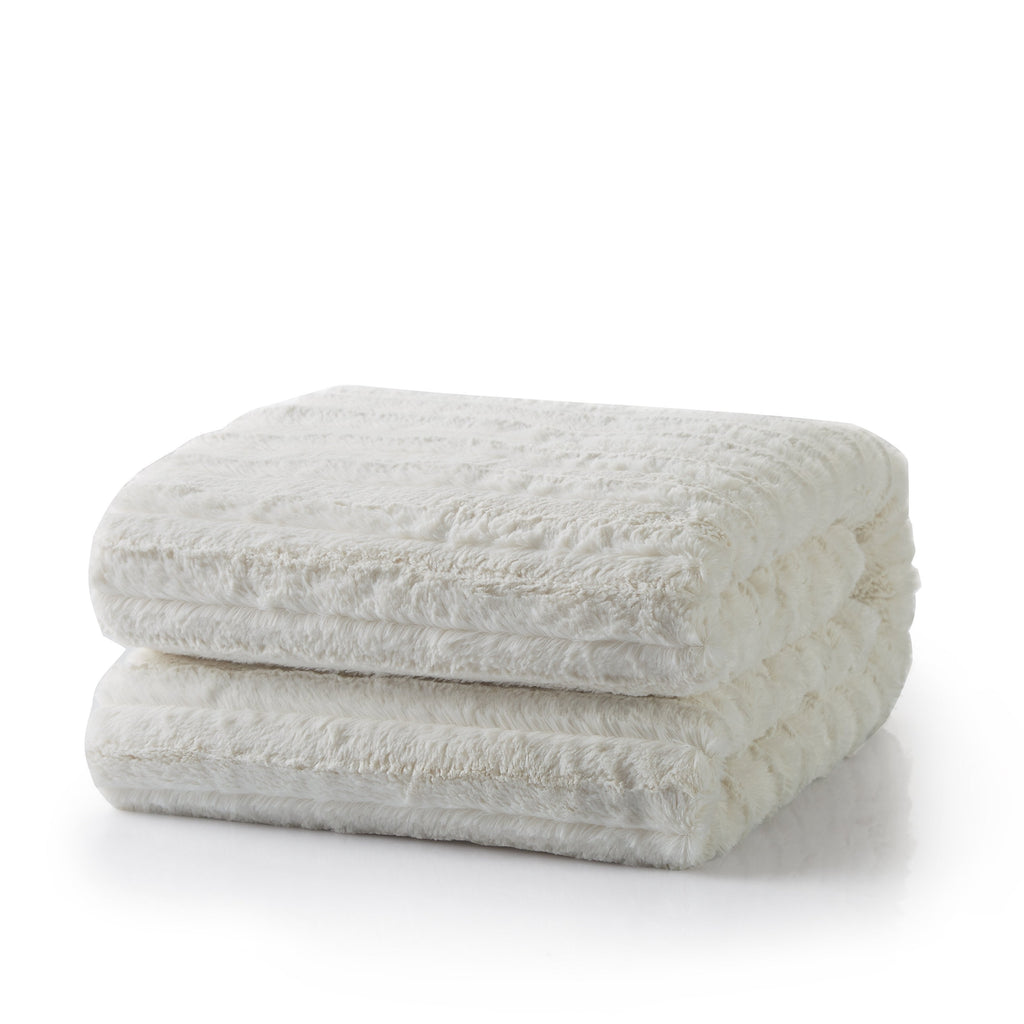 Tache Ivory Faux Fur Sherpa Throw Blanket