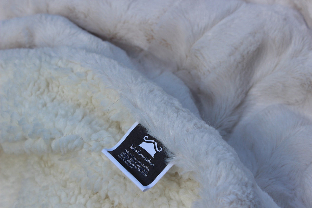 Tache Ivory Faux Fur Sherpa Throw Blanket