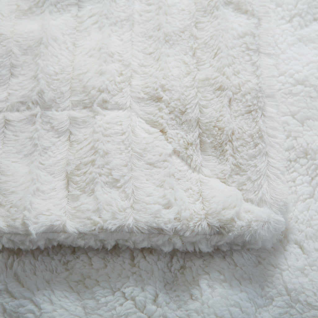 Tache Ivory Faux Fur Sherpa Throw Blanket