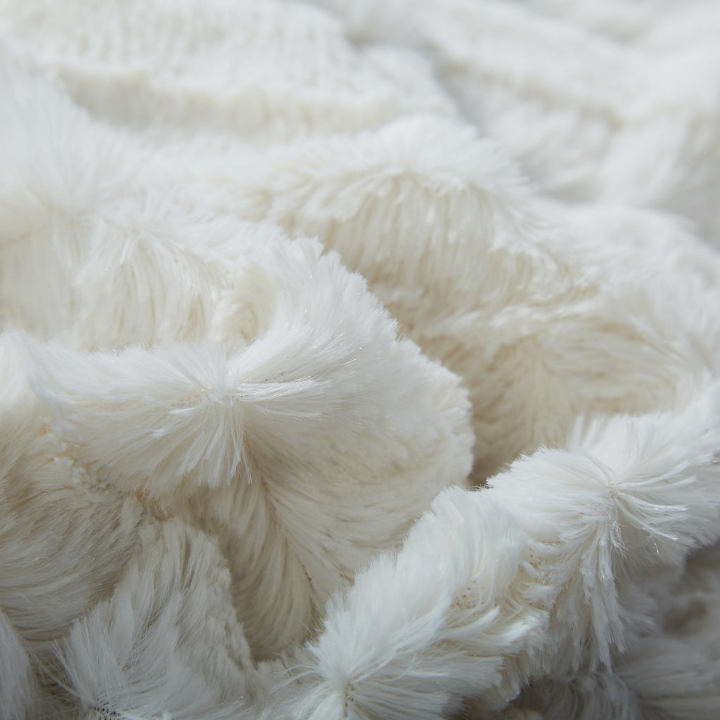 Tache Ivory Faux Fur Sherpa Throw Blanket