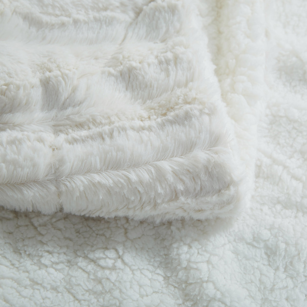 Tache Ivory Faux Fur Sherpa Throw Blanket